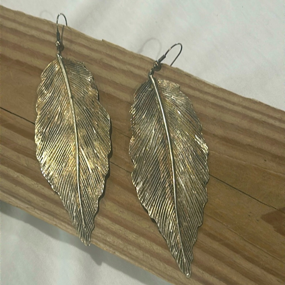 Alberto Juan designer sterling silver large feather boho NFR Indian Earrings